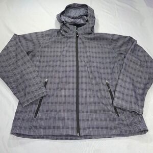 Killtec Level 5 Technical Outdoor Jacket Mens XL Grey Plaid Hooded Softshell